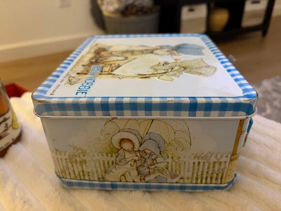Hollie hobbie Handbags - Vtg 1979 Holly Hobbie Metal Lunch Box with Matching Aladdin Thermos Blue Gingham